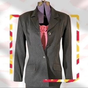 𝅺vintage Tailor B Moss Blazer Charcoal Gray Size 10 Petite